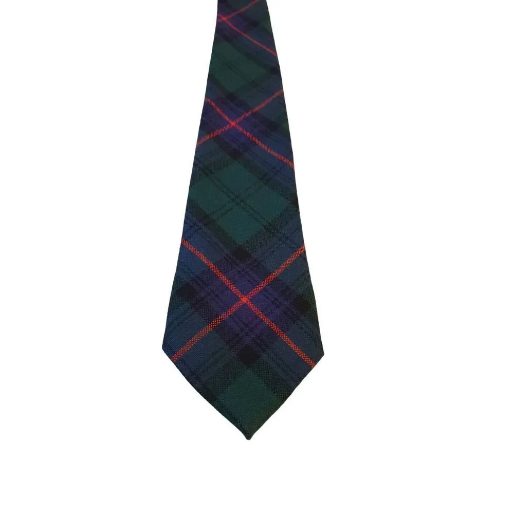 Vintage Made In Scotland 100% New Wool Tie 'Armstrong' Green Blue Plaid Neck Tie
